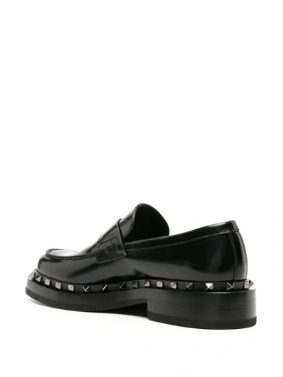 Shop Valentino Garavani Rockstud M-way Leather Loafers In Black