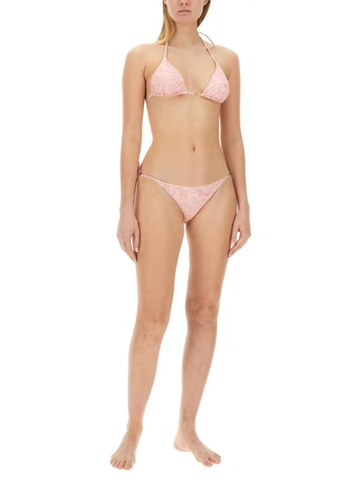 Shop Versace Baroque Print Bikini Bottom In Pink