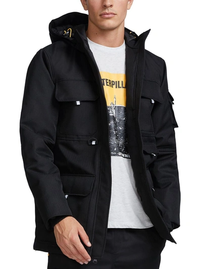 Shop Caterpillar Mens Logo Outerwear Utility Jacket In Black