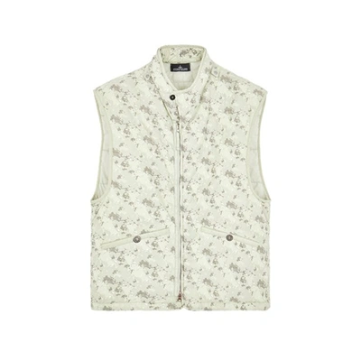 Shop Stone Island Printed Brushed Gilet In Green