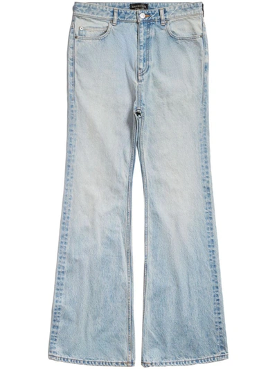 Shop Balenciaga Flared Denim Jeans In Clear Blue