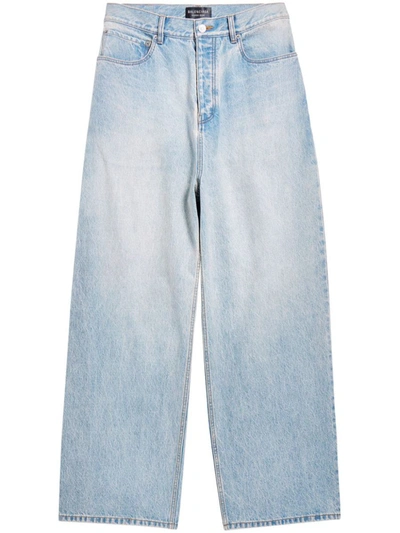 Shop Balenciaga Baggy Denim Jeans In Clear Blue