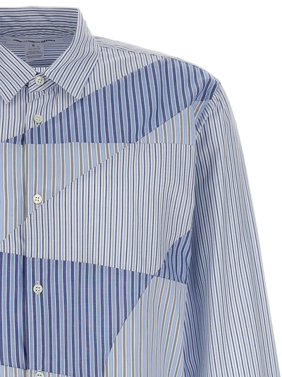 Shop Comme Des Garçons Striped Shirt In Blue