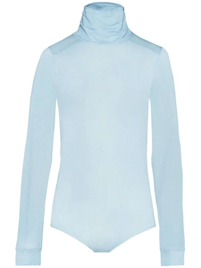 Shop Maison Margiela High Neck Stretch Bodysuit In Clear Blue
