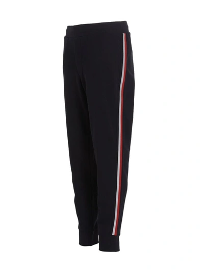 Shop Moncler Joggers With Contrasting Bands In Blue