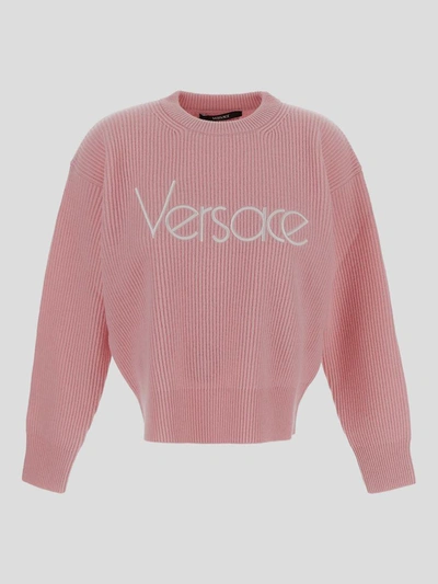 Shop Versace Sweaters In Palepink