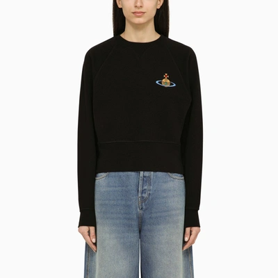 Shop Vivienne Westwood | Black Cotton Crew-neck Sweater With Logo