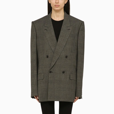 Shop Balenciaga Prince Of Wales Double-breasted Jacket In Wool In Black