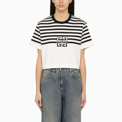 Shop Givenchy | Short Black And White Cotton T-shirt With Logo