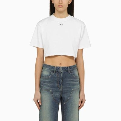 Shop Off-white ™ | Short White Cotton T-shirt With Logo
