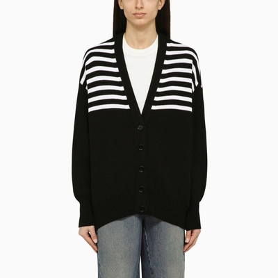 Shop Givenchy Black Striped Wool-blend Cardigan