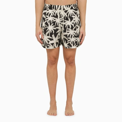 Shop Palm Angels | Palm Print Swim Shorts In Black
