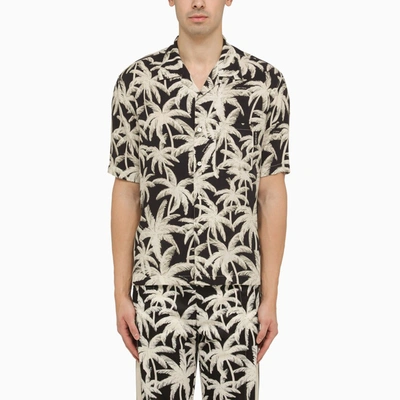 Shop Palm Angels | Bowling Shirt With Palm Print In Black