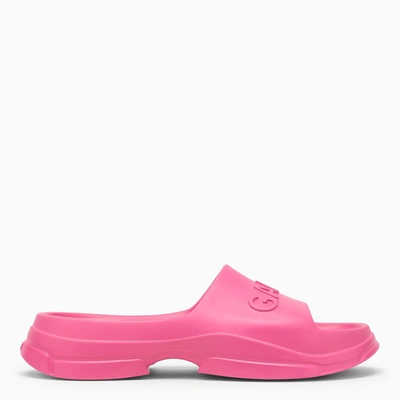 Shop Ganni | Fucsia Rubber Slipper With Logo In Pink