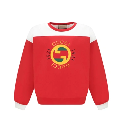 Shop Gucci Logo Printed Sweatshirt In Red