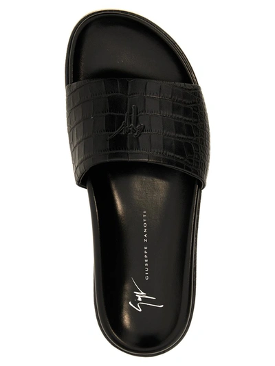 Shop Giuseppe Zanotti 'indi' Slides In Black