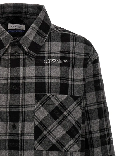 Shop Off-white Check Shirt In Gray