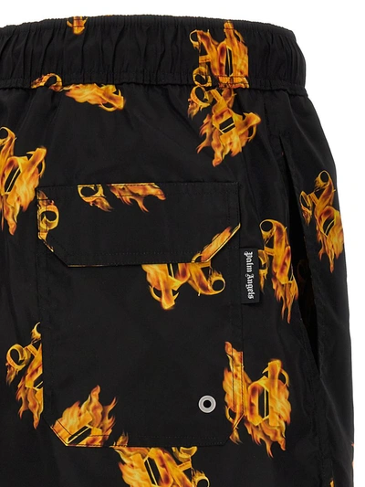 Shop Palm Angels 'burning Monogram' Swimsuit In Black