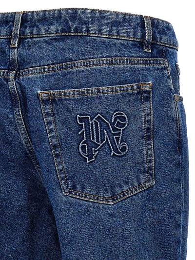 Shop Palm Angels 'lw Monogram' Jeans In Blue