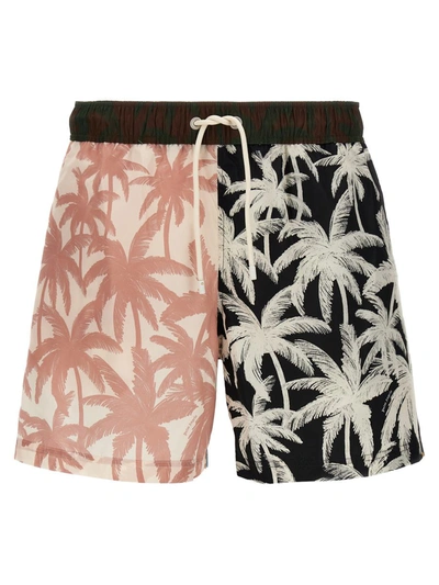 Shop Palm Angels 'patchwork Palms' Swimsuit In Multicolor