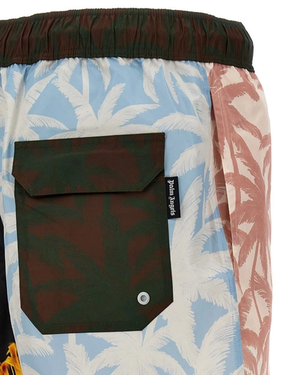 Shop Palm Angels 'patchwork Palms' Swimsuit In Multicolor