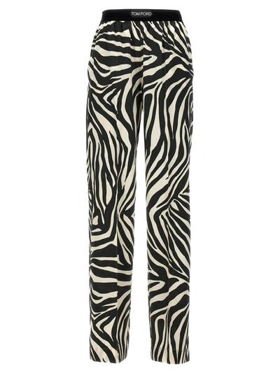 Shop Tom Ford Animalier Pants In White/black