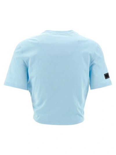 Shop Versace Logo Crop T-shirt In Blue