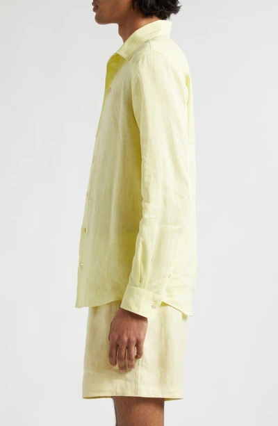 Shop Agnona Linen Button-up Shirt In Light Citrus