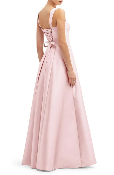 Shop Alfred Sung Bustier Tie Back Gown In Ballet Pink