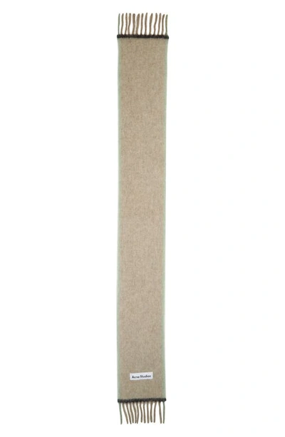 Acne Studios Alpaca, Wool & Mohair Blend Fringe Scarf In Beige/ Grey