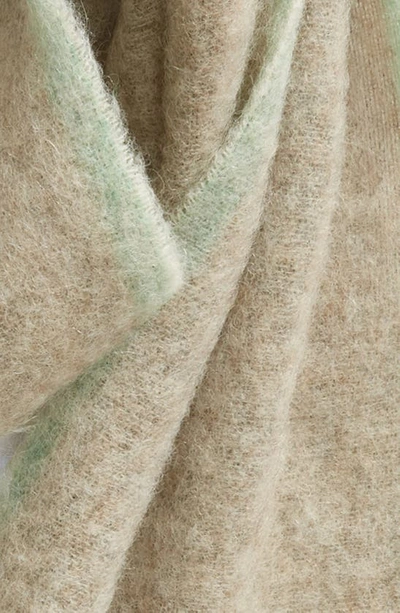 Acne Studios Alpaca, Wool & Mohair Blend Fringe Scarf In Beige/ Grey