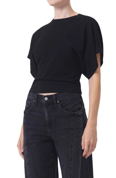 Agolde Britt Dolman-sleeve Cotton T-shirt In Black