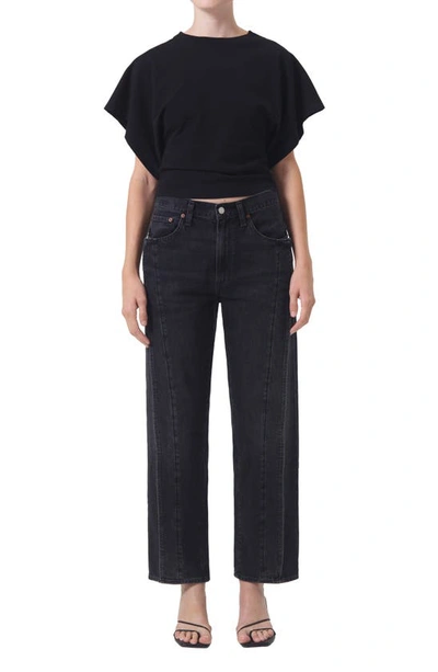 Agolde Britt Dolman-sleeve Cotton T-shirt In Black