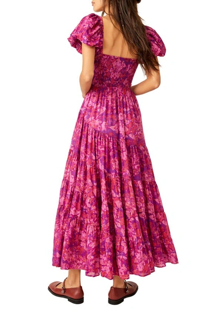 Shop Free People Sundrenched Floral Tiered Maxi Sundress In Magenta Combo