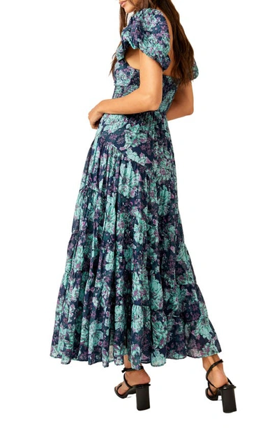 Shop Free People Sundrenched Floral Tiered Maxi Sundress In Emerald Combo