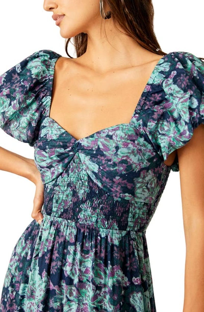 Shop Free People Sundrenched Floral Tiered Maxi Sundress In Emerald Combo