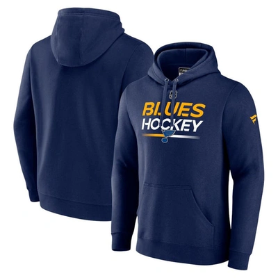 Shop Fanatics Branded  Navy St. Louis Blues Authentic Pro Pullover Hoodie
