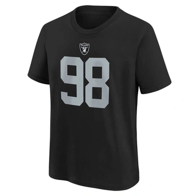 Shop Nike Youth  Maxx Crosby Black Las Vegas Raiders Player Name & Number T-shirt