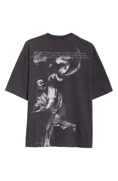Shop Off-white Gender Inclusive Saint Matthew Cotton Graphic T-shirt In Black Grey