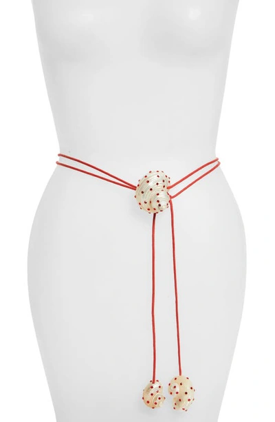 Shop Isshi Lovers Crystal Embellished Shell Tie Belt In Ruby