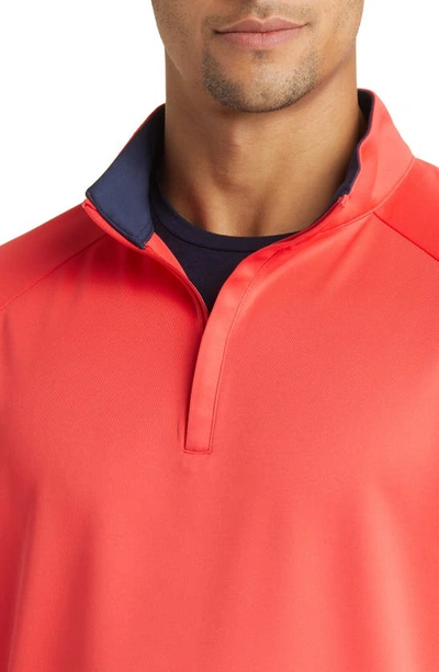 Mizzen + Main Versa Quarter Zip Performance Golf Pullover In Hibiscus Solid
