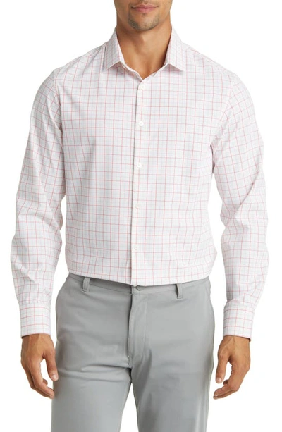 Shop Mizzen + Main Leeward Trim Fit Plaid Performance Button-up Shirt In White Danbury Plaid