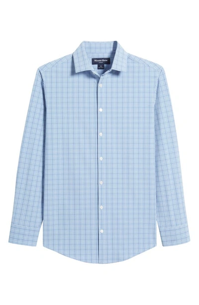 Shop Mizzen + Main Leeward Trim Fit Plaid Performance Button-up Shirt In Blue Luster Danbury Plaid
