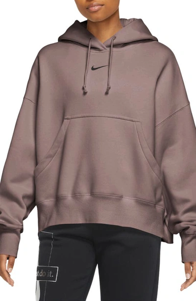 Shop Nike Sportswear Phoenix Fleece Pullover Hoodie In Smokey Mauve/ Black