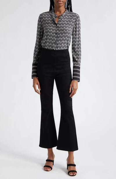 Veronica Beard Carson Off-duty High Waist Ankle Flare Jeans In Onyx