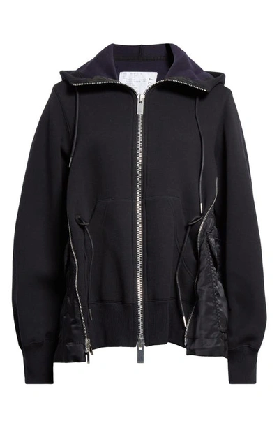 Shop Sacai Ma-1 Side Gusset Sponge Hoodie In Black × Black