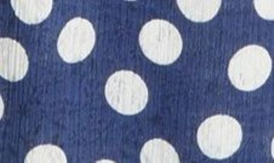 Shop Charles Henry Button Front Crinkled Crepe Midi Dress In Navy Polka-dot