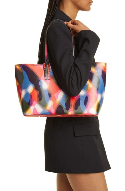 Shop Christian Louboutin Small Cabat Print Tote In Red Multi