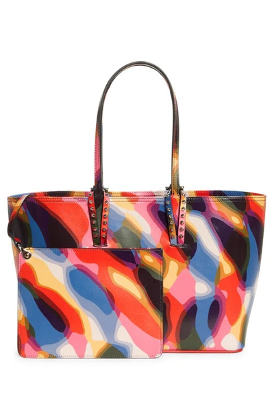 Shop Christian Louboutin Small Cabat Print Tote In Red Multi