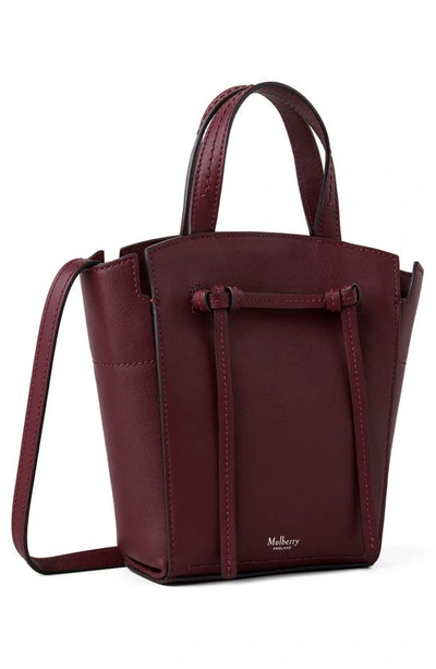 Shop Mulberry Mini Clovelly Leather Tote In Black Cherry